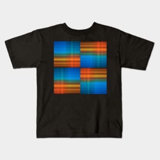 Fine blue, green and ocher plaid pattern Kids T-Shirt